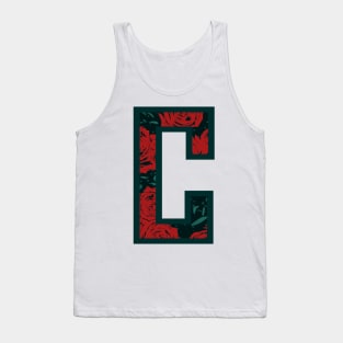 Modern Rose Floral Initial Name Alphabet - Letter C Tank Top